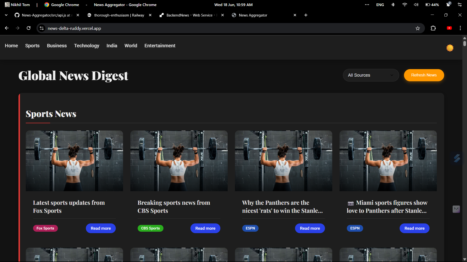 News Aggregator Home Page